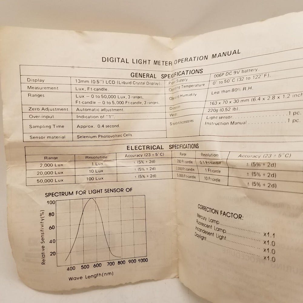 EXTECH Light Meter with Remote Sensor 0-50,000 Lux Analog/Digital Output