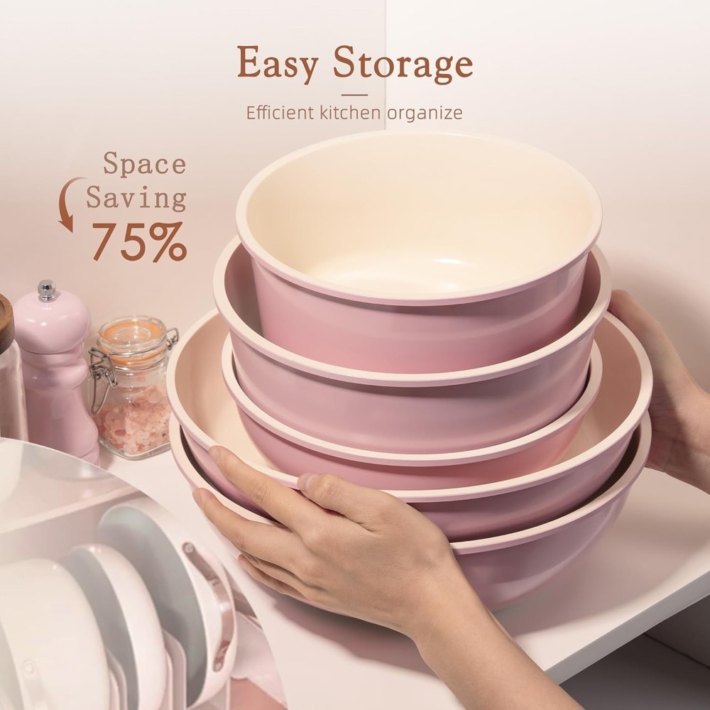 Stylish 21-Piece Oven Safe Cookware Set - Induction Ready & Space-Saving