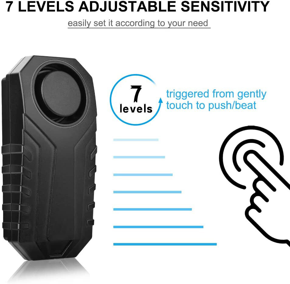 Wireless Bike Alarm with Remote 113dB Anti-Theft Vibration Motorcycle Waterproof