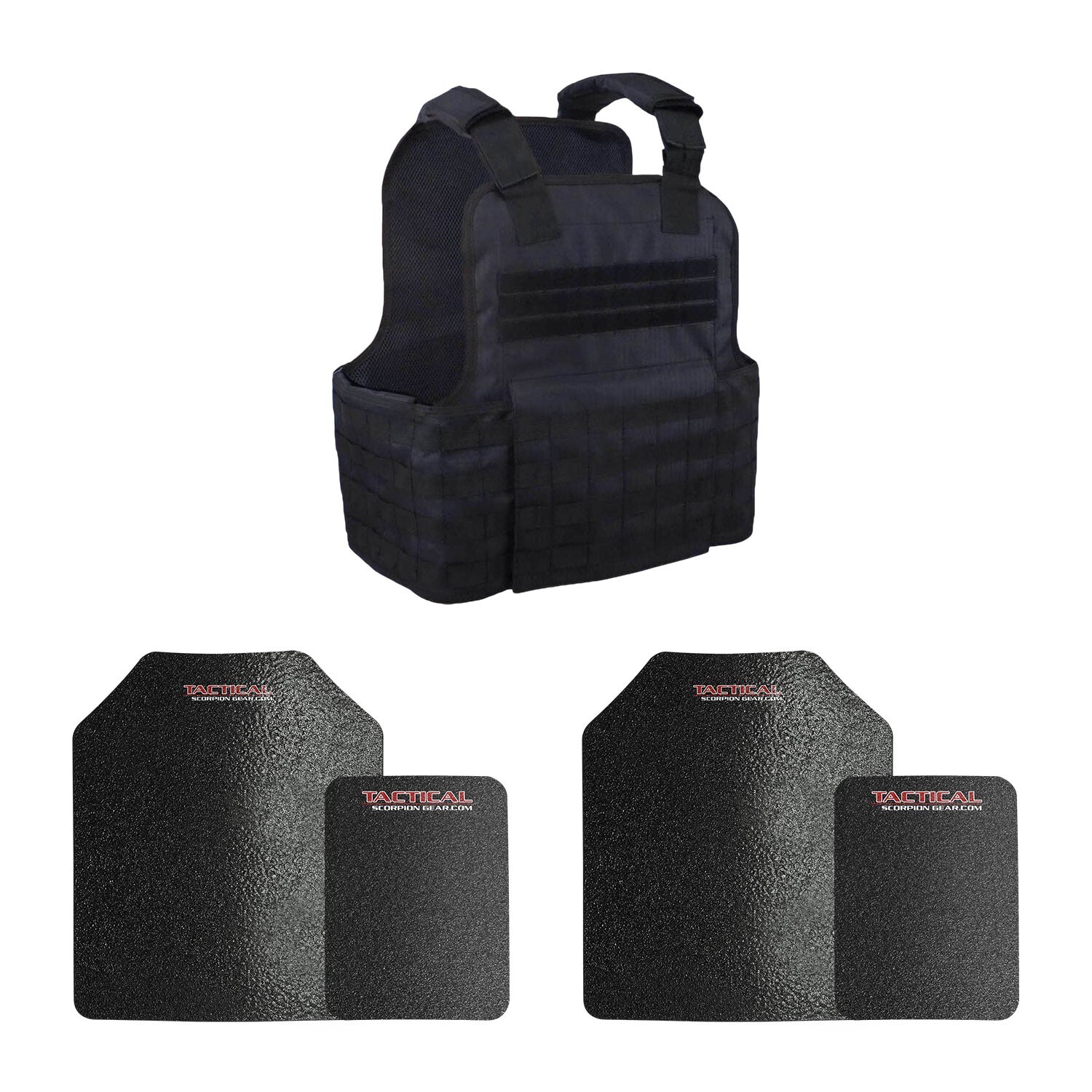 Tactical Scorpion Gear 4 Pc Level III AR500 Body Armor Plates Molle Vest Set-up
