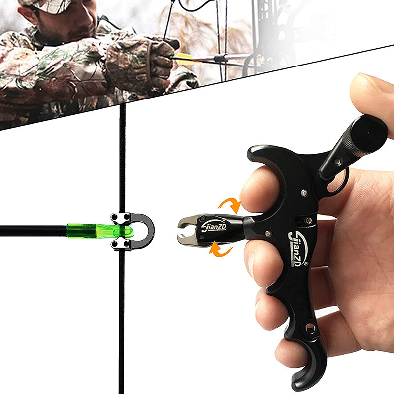 Compound Bow Release Aids Rotate 360° Thumb Trigger 4 Finger Release + D Loop