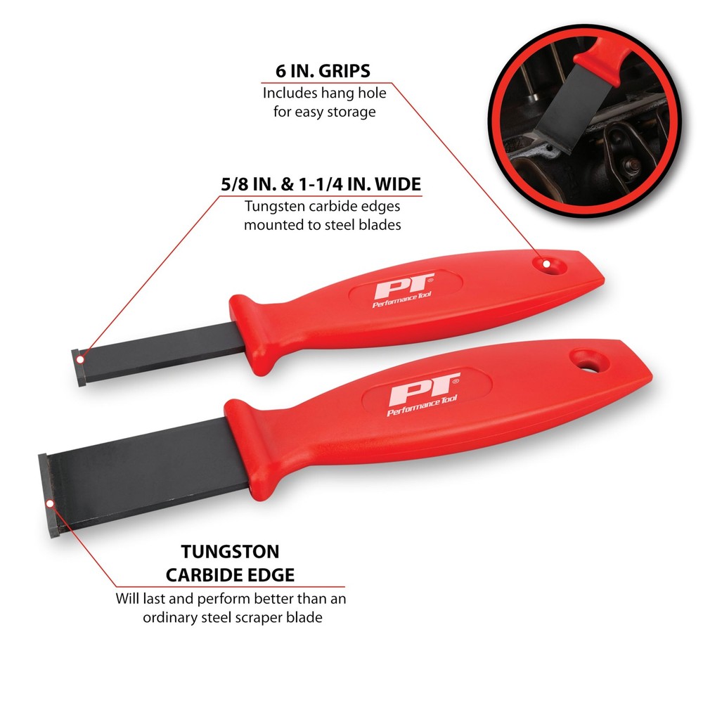 Performance Tool W944 Carbide Gasket Scraper Set (2 Pieces) - Onesize