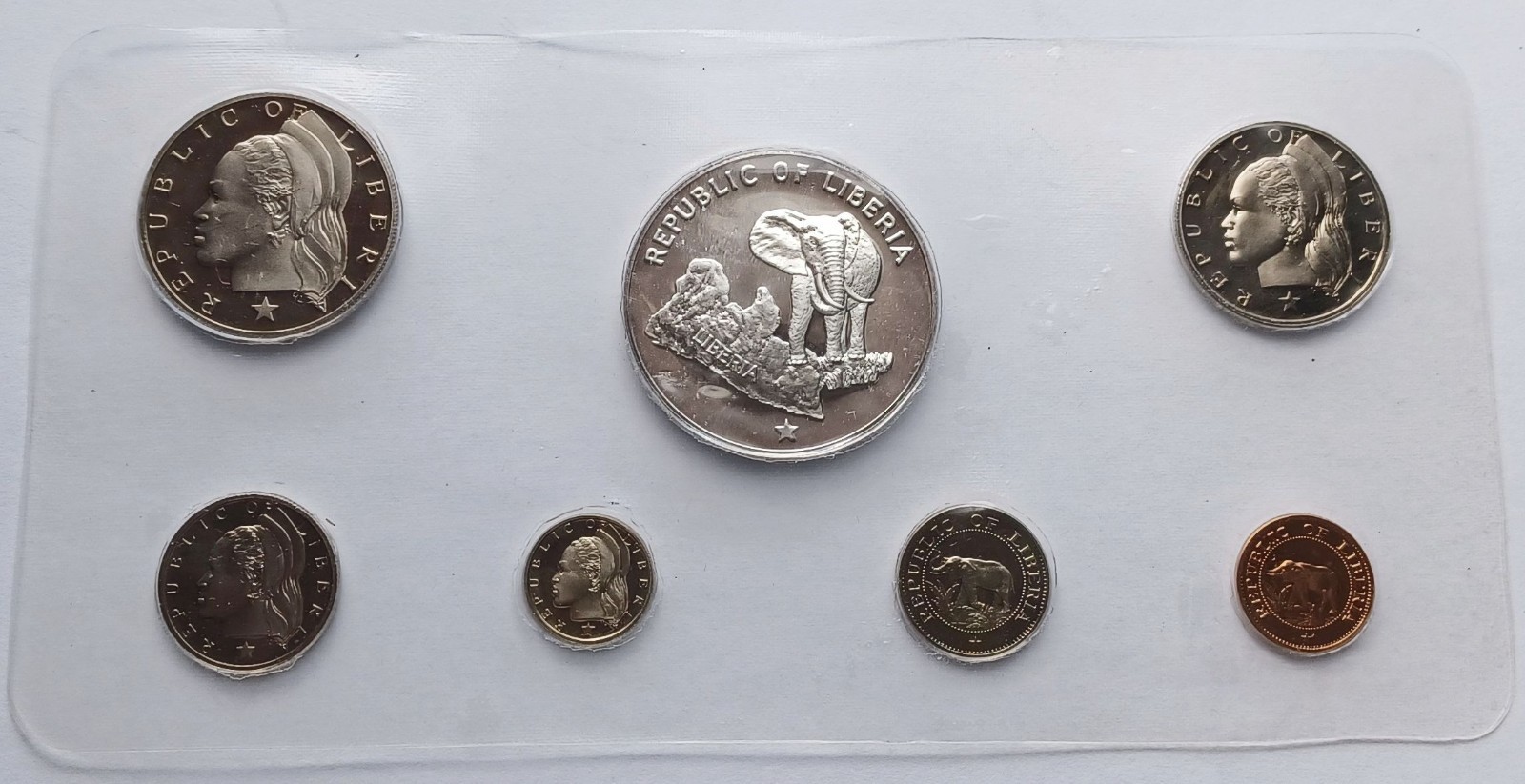 1973 Liberia Proof Coins Set w/ .900 Fine Silver $5 coin in plastic holder