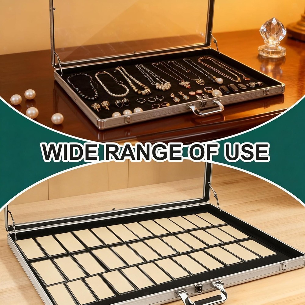 Card Show Display Case Tabletop Showcase Versatile Aluminum Spacious with Handle