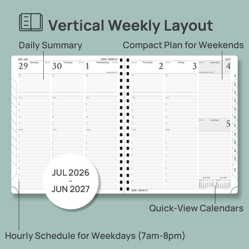 Monthly Tabs, Thick Papers - Academic Planner 2026-2027