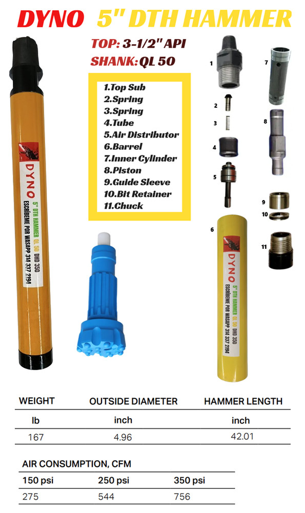 Down the hole( DTH ) Hammer 5"  and 6" bit