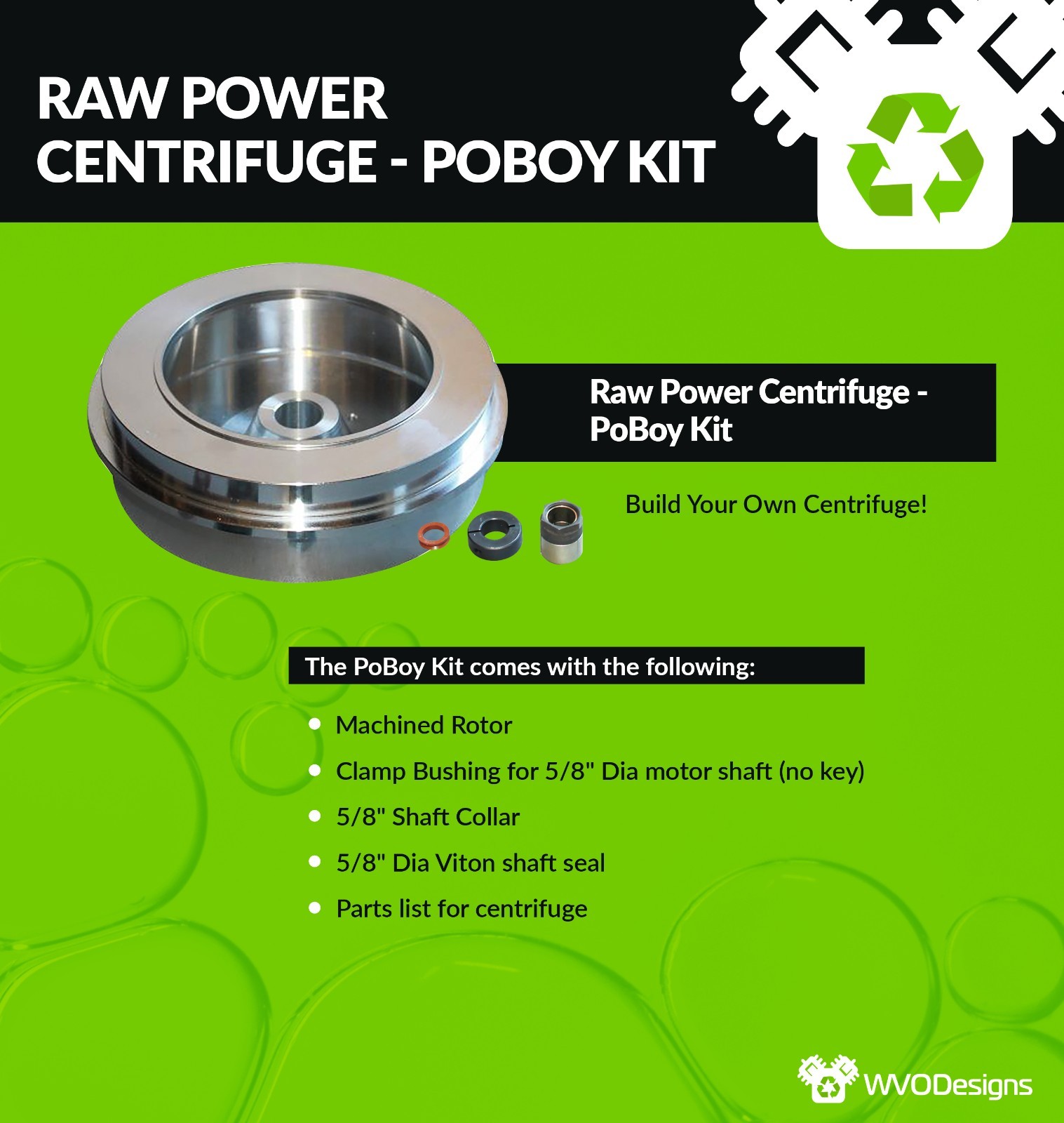WVO Designs Raw Power Centrifuge - PoBoy Kit