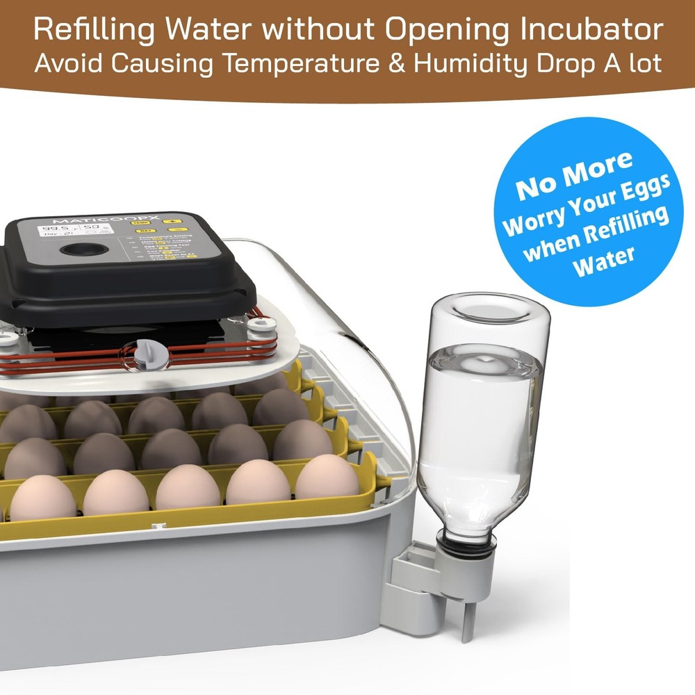MATICOOPX 30 Egg Incubator with Humidity Display, Egg Candler, Automatic Egg Tur