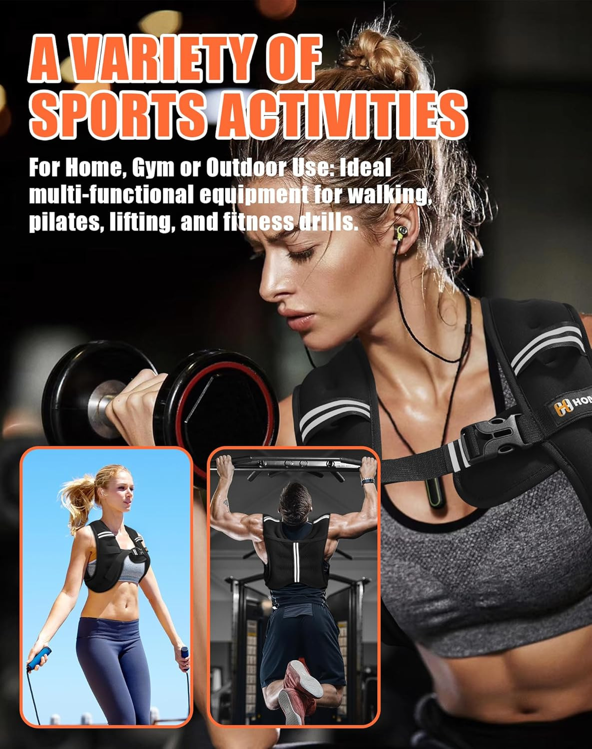 Weighted Vest for Men and Women, 5Lb Adjustable Weight Vest with Reflective Stri