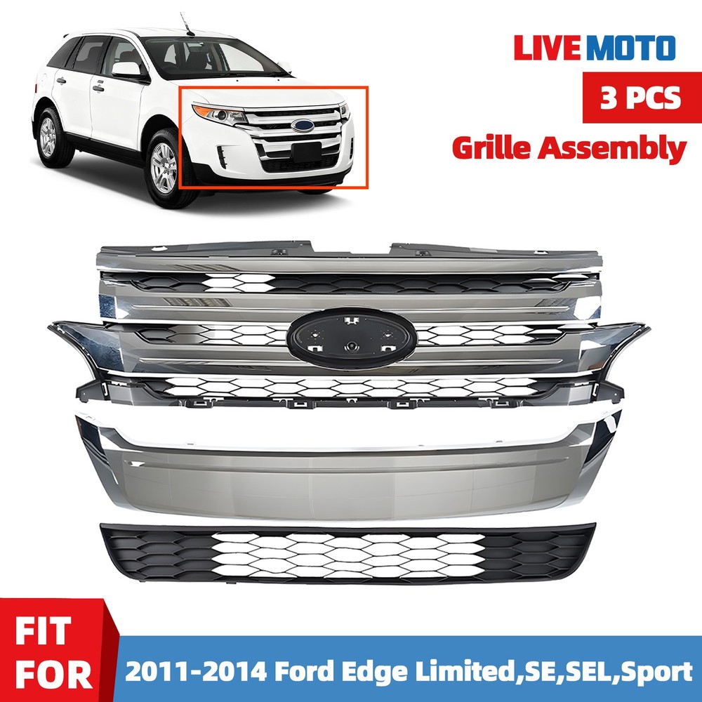 For 2011 2012 2013 2014 Ford Edge Complete Front Bumper Grille Assembly Grill