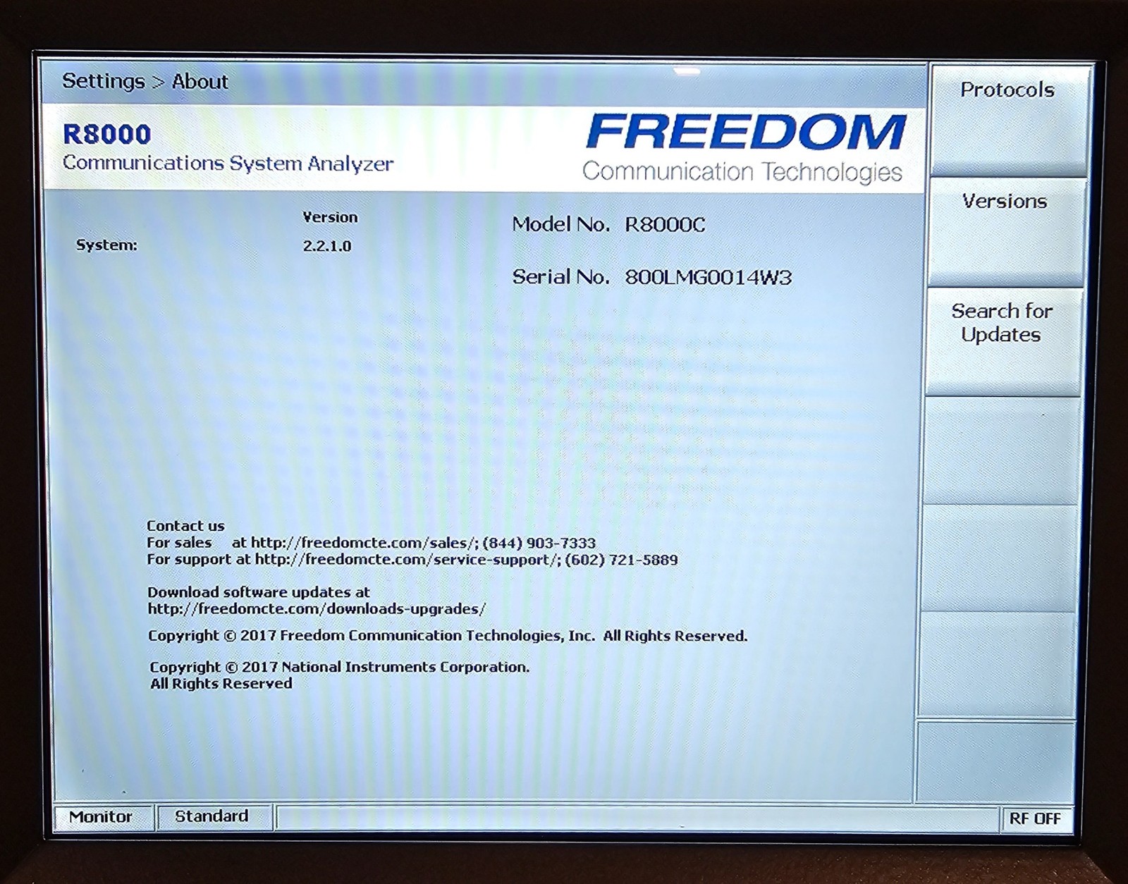 Astronics General Dynamics Freedom R8000 Communications Service Monitor