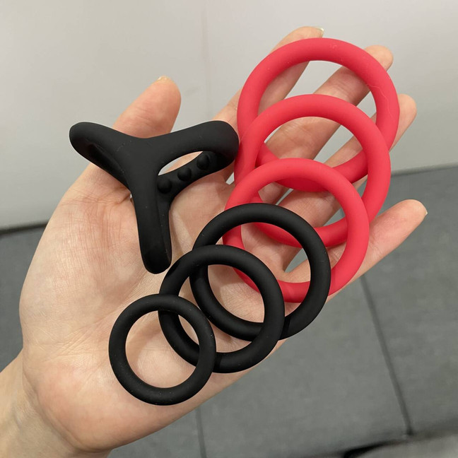 7PCS Silicone Cock Ring Super Stretchy Strong Stay Hard Penis Rings Men Sex Toys