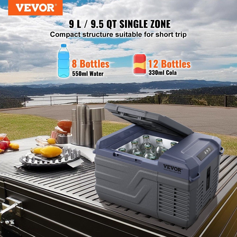 9L Portable Freezer Fridge, Adjustable Temp, Quiet ≤45dB, Dual Voltage