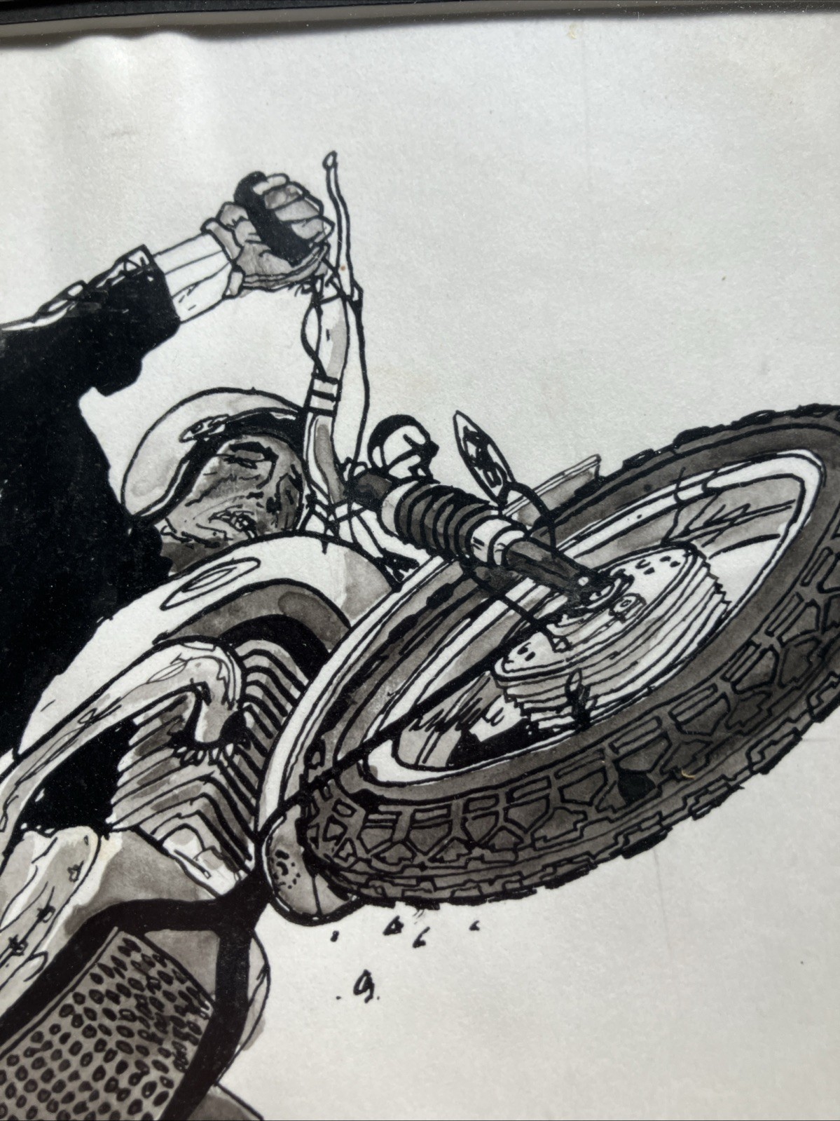 Vintage 1960s Original Art Moto Cross Racing Carl Arnoldi 1967 MCM