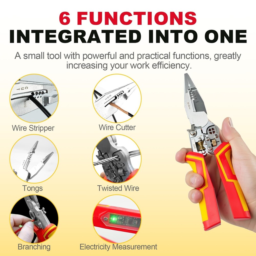 Multi Wire Stripper Tool - Wire Stripper, Voltage Tester Pliers, Ho... Fast Ship