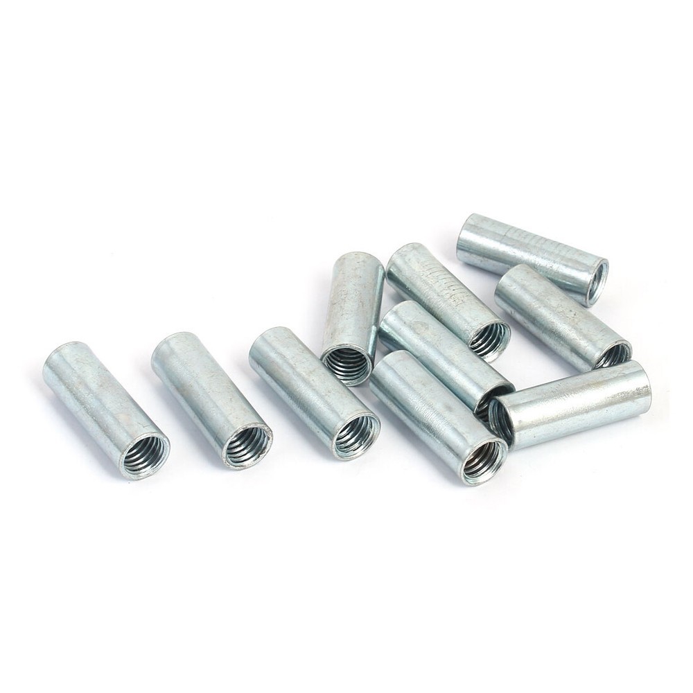 10pack M10 Female Thread Rod Bar Stud Metal Round Coupling Connector Nuts