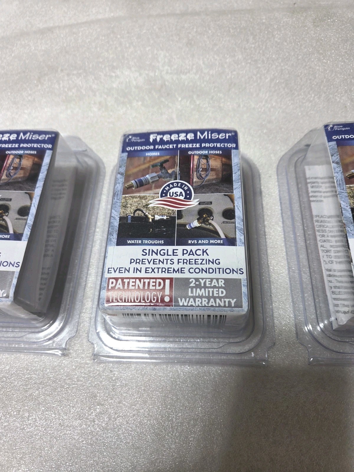 3 Packs Blue Penguin Freeze Miser Outdoor Faucet Protectors, 1 Per Pack, Sealed