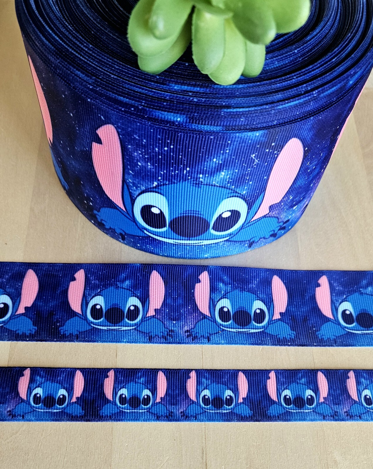 7/8, 1.5 & 3" (1 YD) Lilo and Stitch Grosgrain Ribbon Stitch Character Disney