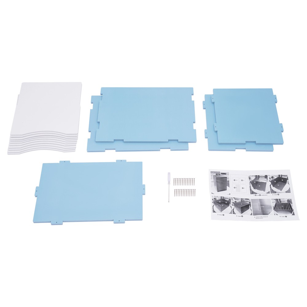 11-Compartment Vertical Desktop Sorter, Blue, Durable Organizer for Letters