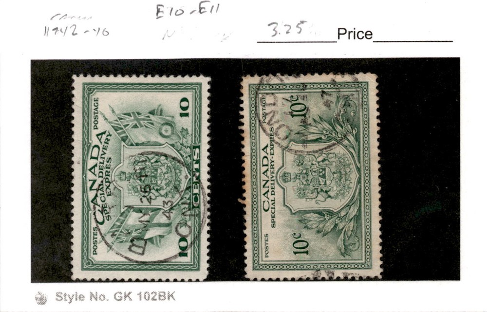 Canada, Postage Stamp, #E10-E11 Used, 1942 Special Delivery (AG)