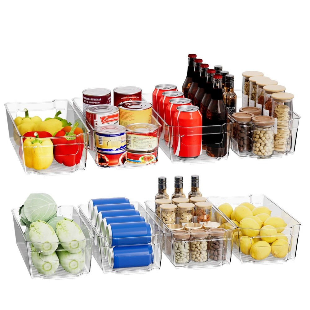 Clear Fridge Organizer, Refrigerator Organizer Bins with Handle, Fr... Fast Ship