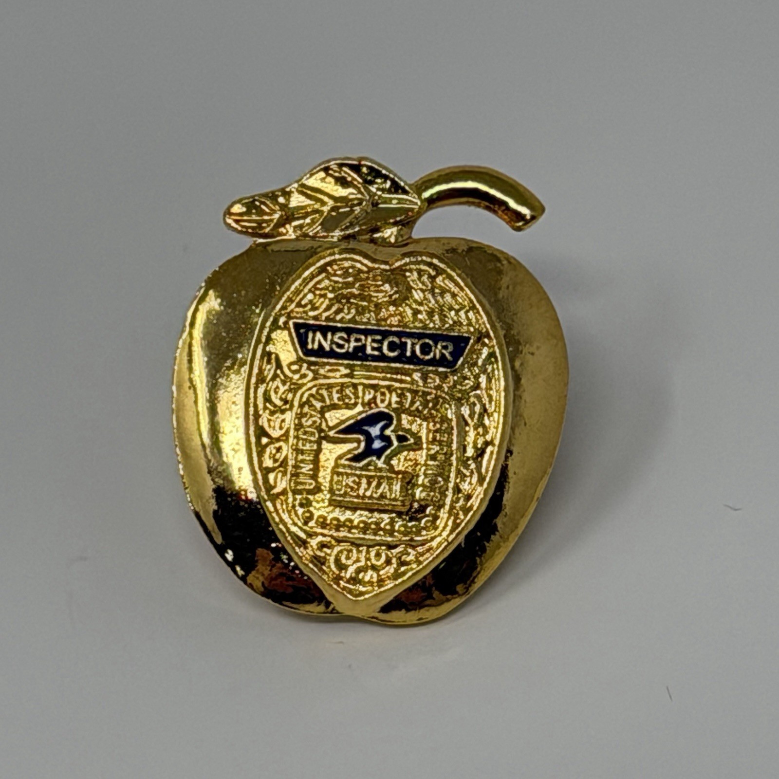 USPS Postal Service Inspector Enamel Lapel Pin Apple Gold Tone