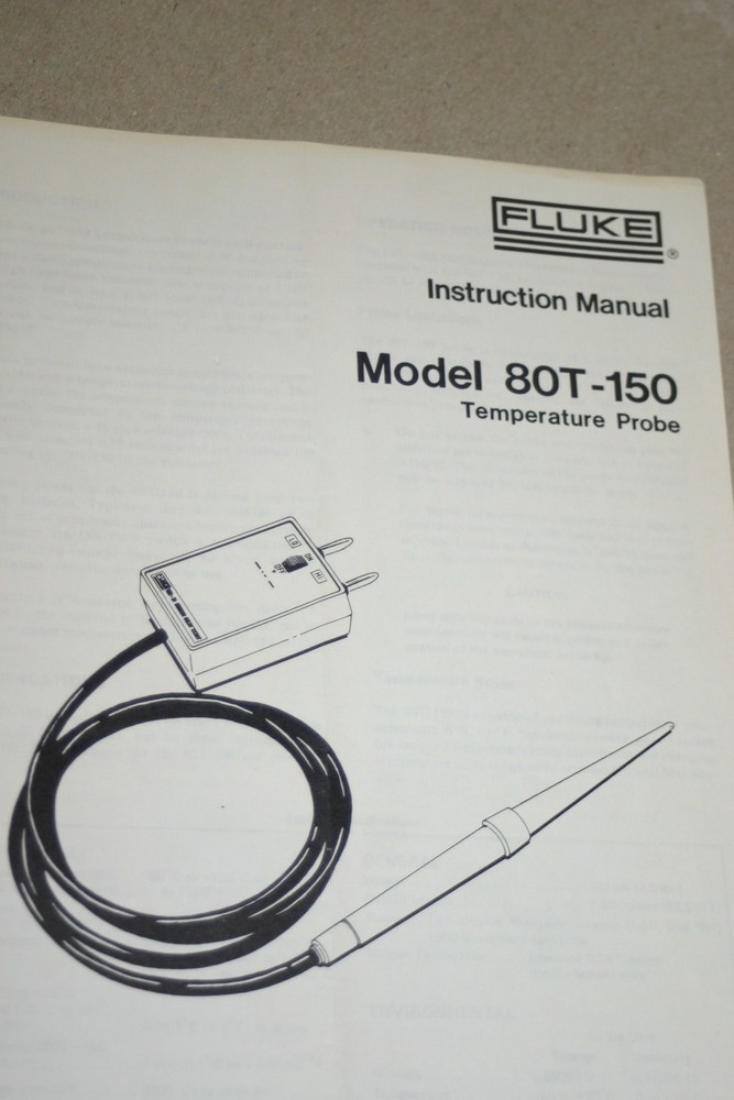Fluke Temperature Probe 80T-150 Instruction Manual