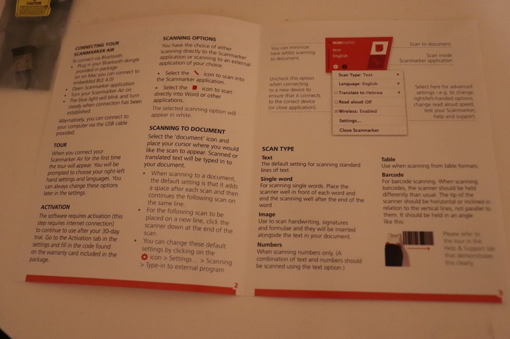 Scanmarker Air Pen Scanner - Wireless OCR Digital Highlighter and Reader - Pink