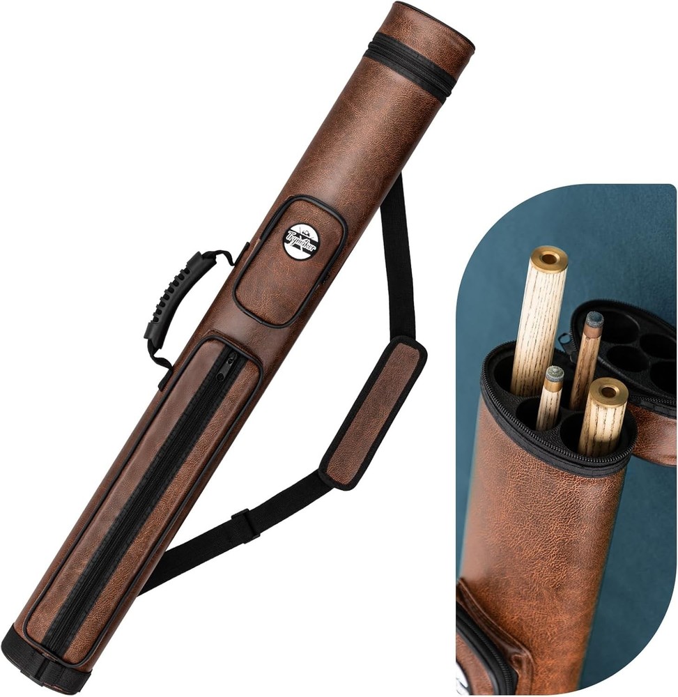 2x2 Billiard Cue Case with Soft Cushion & Adjustable Shoulder Strap