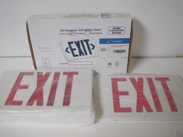 Brand New E-conolight LED Exit Sign Light Battery Backup Red Letters Double Face