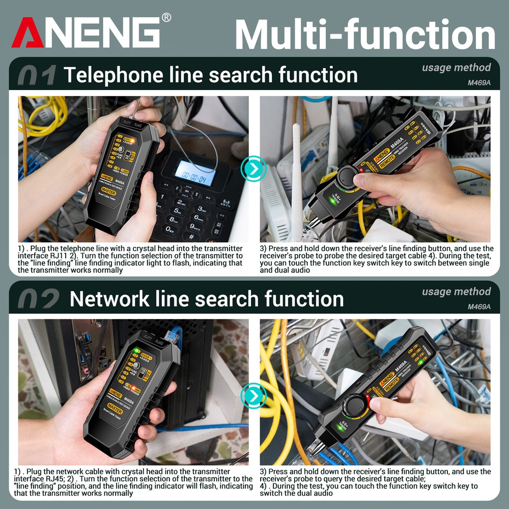 M469A Network Cable Finder Multifunctional Cable Finder H9W3