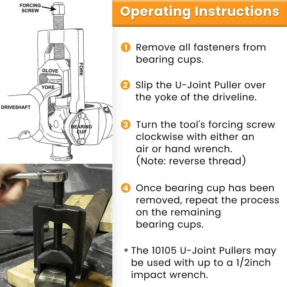 10105 Heavy Duty (Class 1-3) Universal Joint Puller Press Removal U-Joint Tool