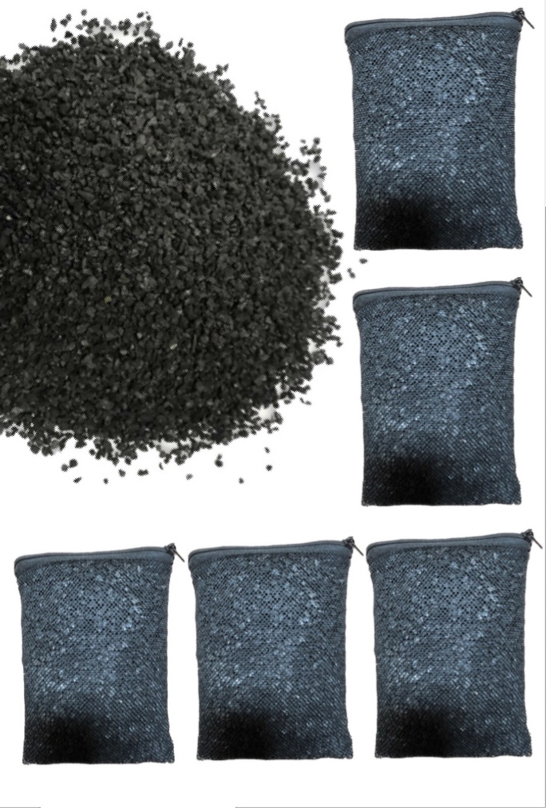 5 lbs Grade A, Activated Carbon in 5 Media Bags for Aquarium Fish Pond Canister