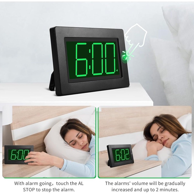 LED Digital Alarm Clock Battery Operated Wall Table Clock Adjustable Brightness