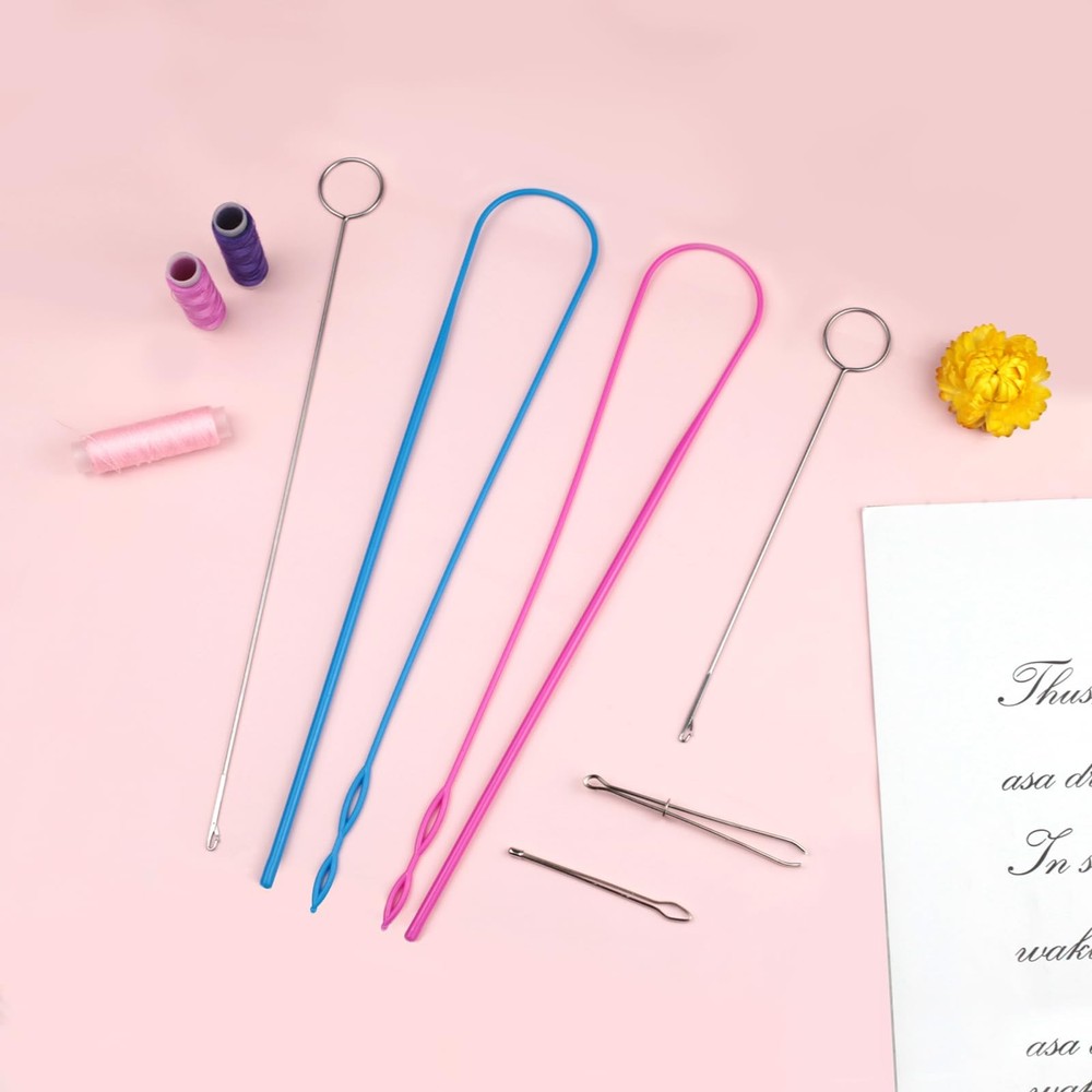 6 Pcs Flexible Drawstring Threader and Loop Turner Sewing Kit for Jackets Coats