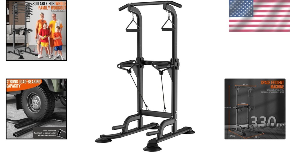 Multi-Functional Power Tower with Adjustable Height – 330 lbs Capacity