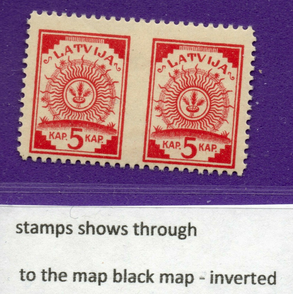 LATVIA MAP PAIR 5 KOP. 1918 Sc.2 MINT missing perforation 176