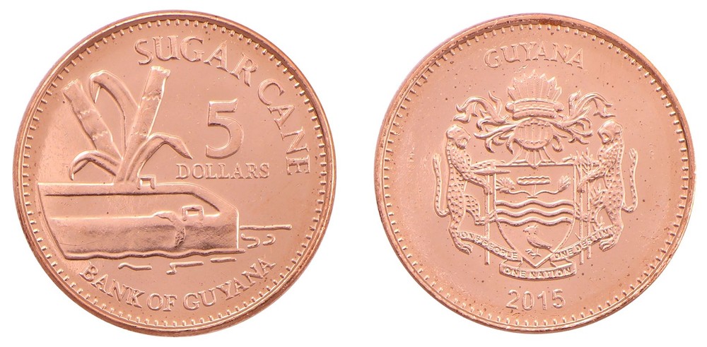 Guyana 5 Dollars, 2015, KM #51, Mint X 100 PCS