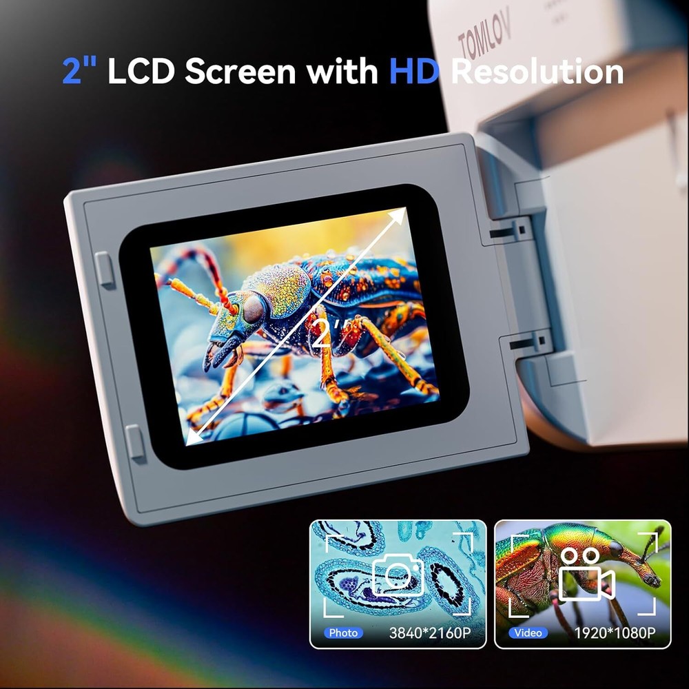 TOMLOV Digital Microscope 100X-1000X Magnification HD USB Coin Microscope Camera