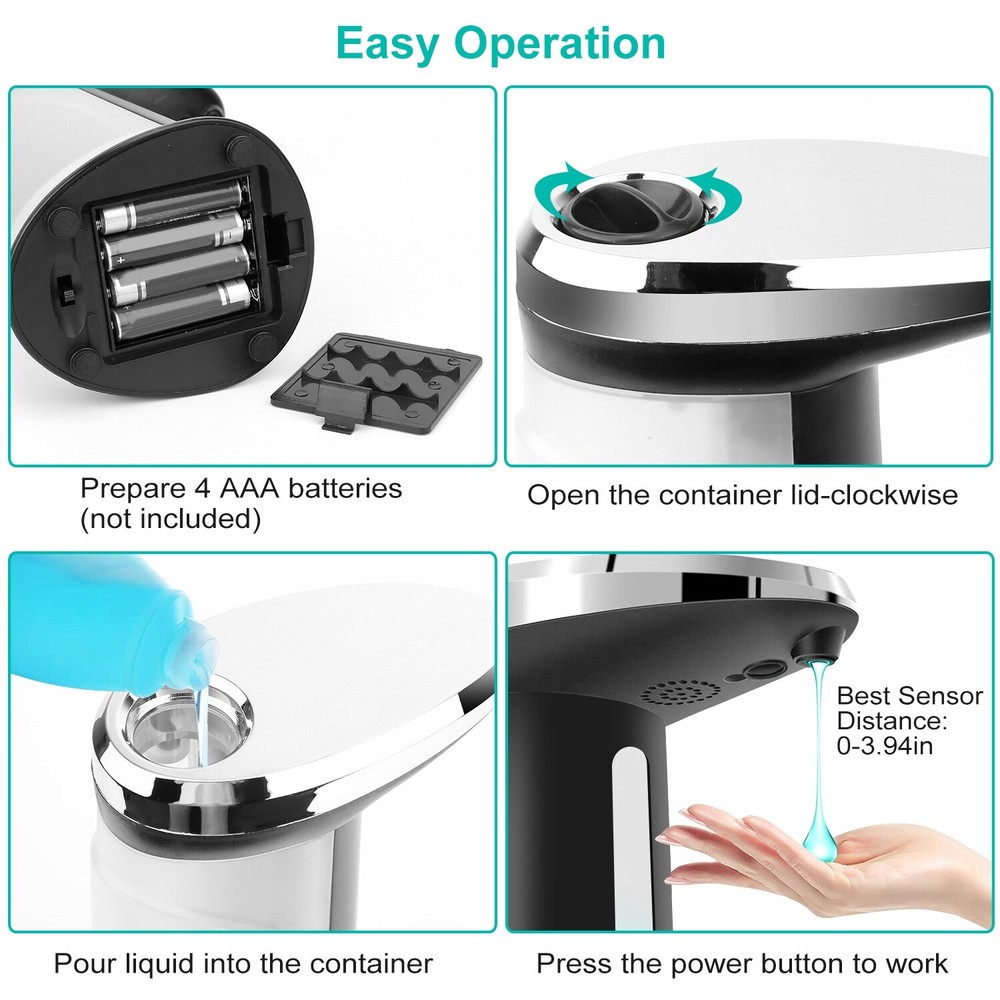 Automatic Soap Dispenser Hands-Free Sensor Touchless Refillable Hand Gel Desktop