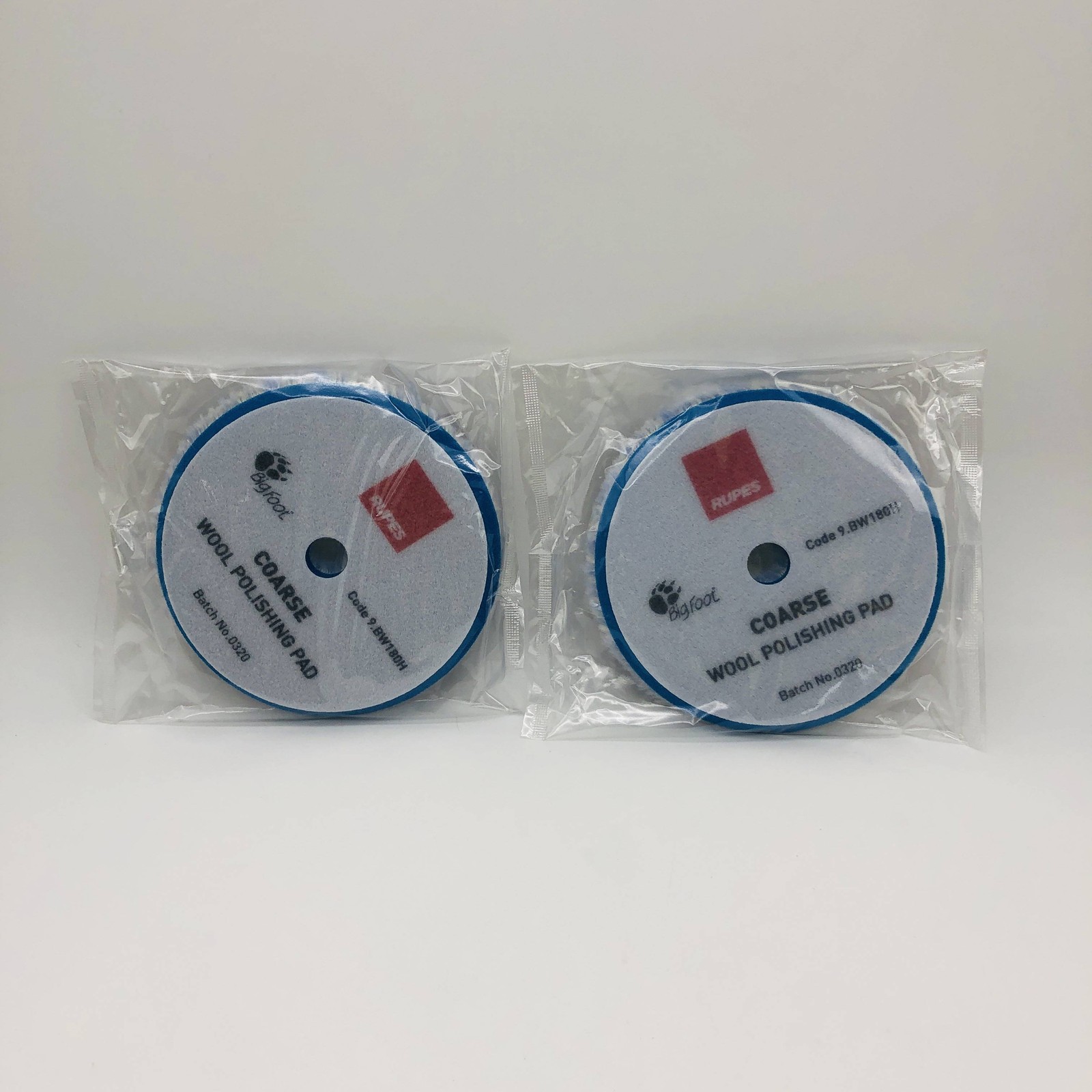 2pk Rupes 9.BW180H Coarse Blue Wool Pad 170mm - 6.75in Big Foot Polishing