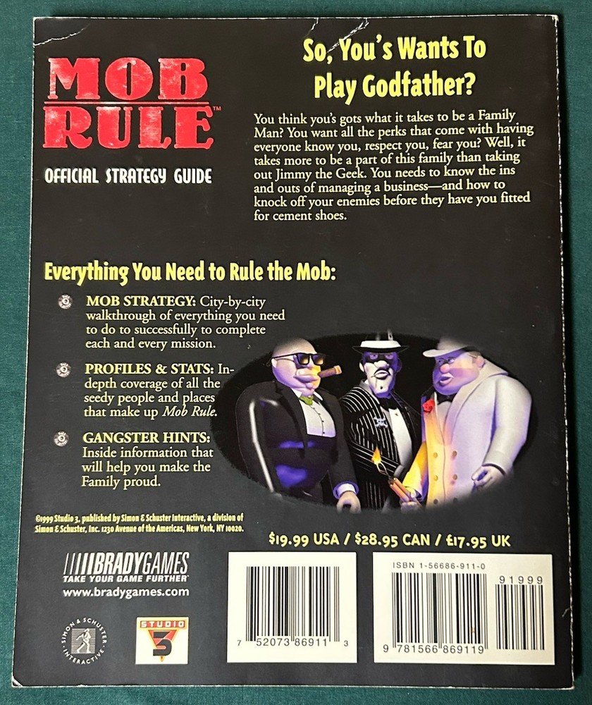 Mob Rule: Platinum Edition Brady Official Strategy Guide, Quick Start Guide, Box