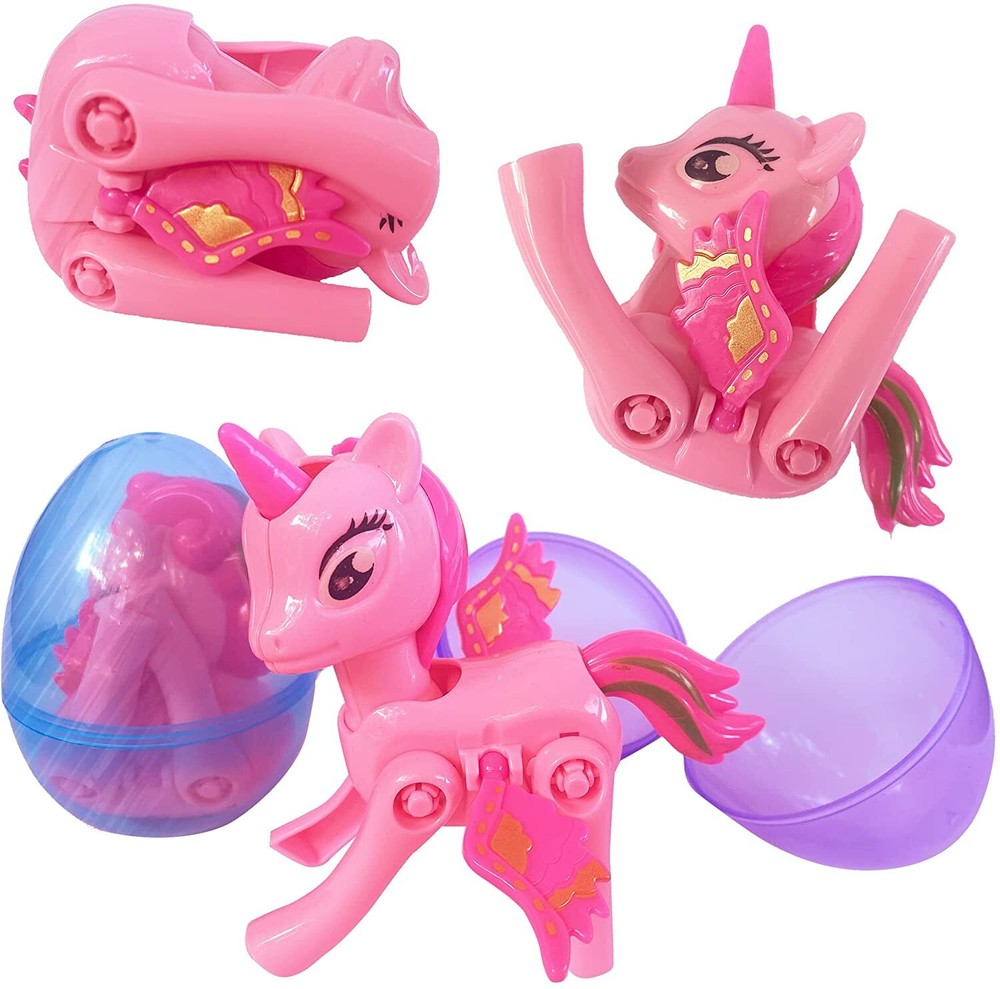 Easter Unicorns Surprise Eggs with Toys Inside Stocking Stuffers 4 Pack