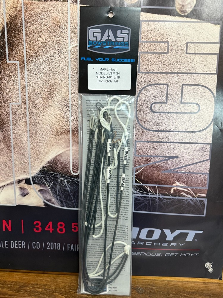 Gas Bowstrings Hoyt VTM 34 Ghost White Strings With Black Speed Nocks
