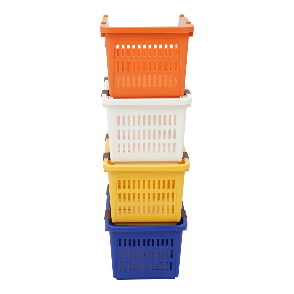 4 Pcs Versatile Stacking Storage Baskets Rectangular Stackable Storage Bins
