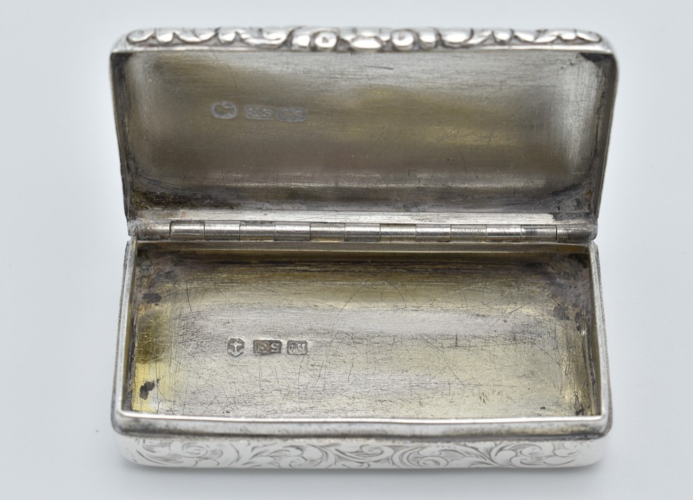 Antique Victorian Solid Silver Snuff Box 1845 Edward Smith