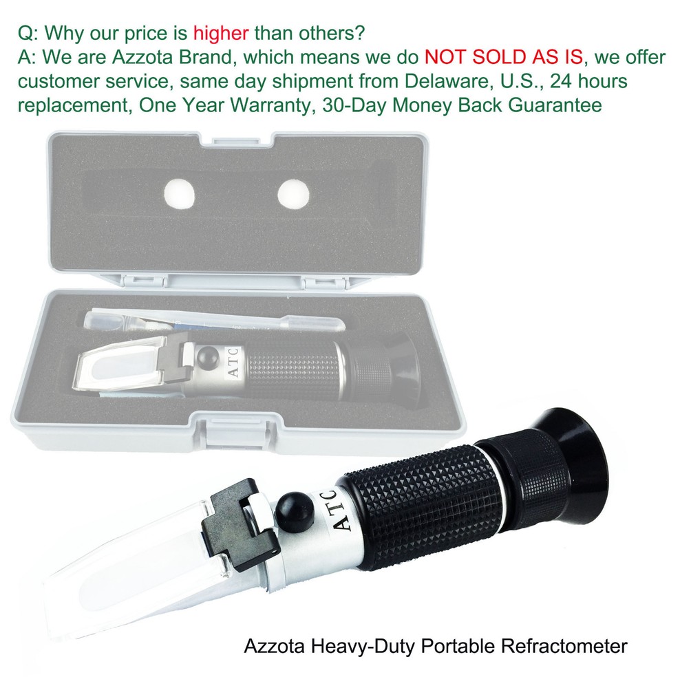 Azzota® Portable Heavy Duty Brix Refractometer, 0-80%