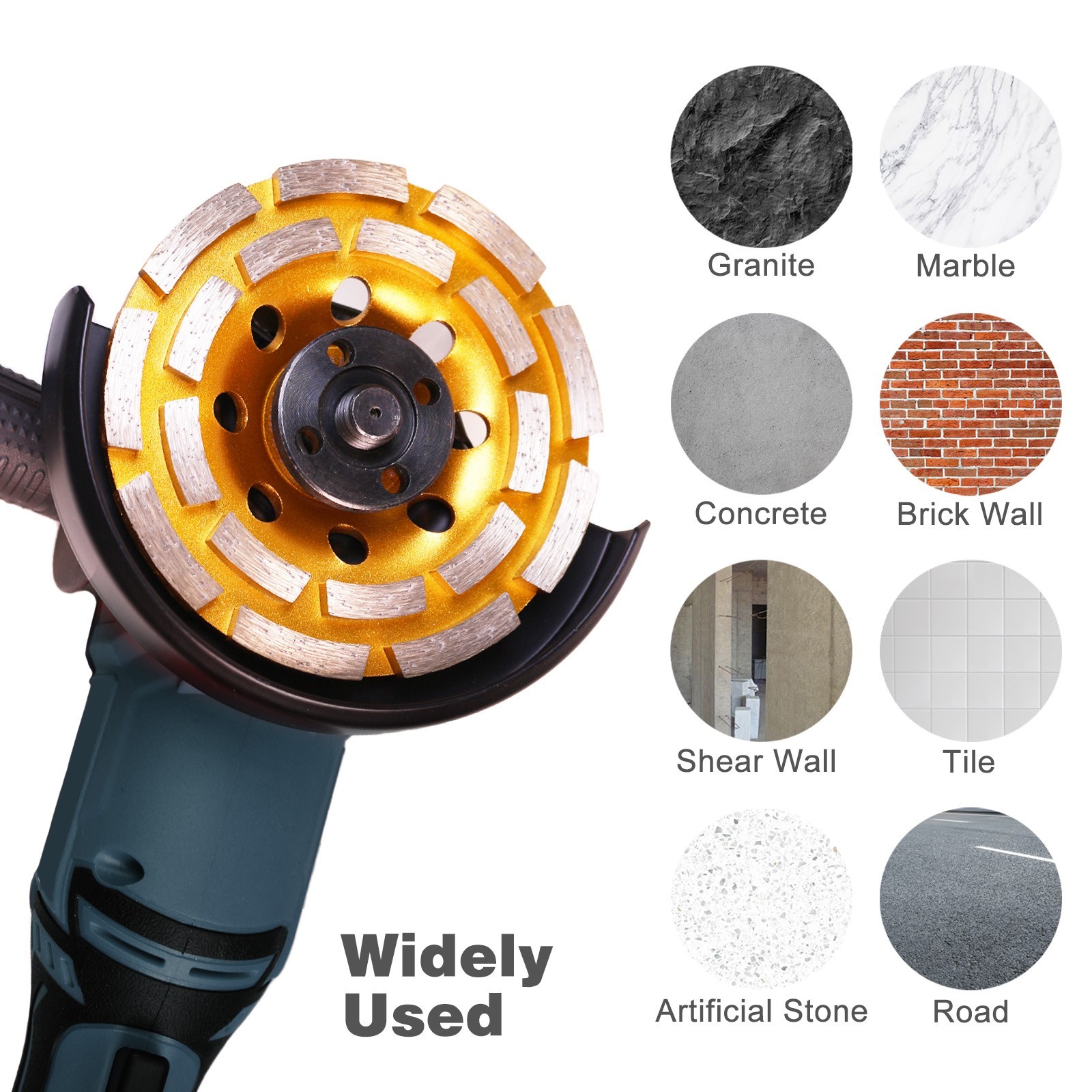 4‑1/2″ Double & Turbo Row Diamond Grinding Cup Wheel – Wet/Dry Concrete Tile