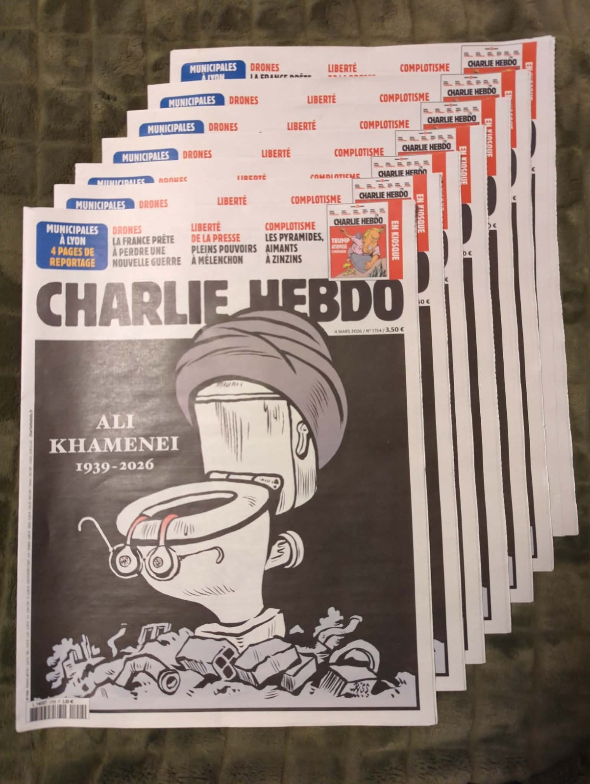 CHARLIE HEBDO March 4, 2026, N. 1754 KAHMENEI IS DEAD with ENGLISH TRANSLATION!!
