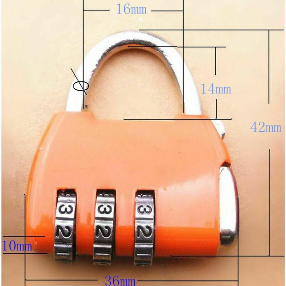 Travel Luggage Padlock Mini 3 Digit Combination Suitcase Security Cable Lock A